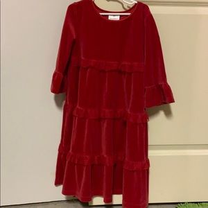 Hanna andersson red layered velvet dress 130
